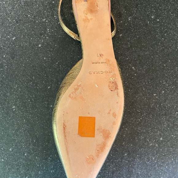 Gold Rochas flat with slingback - Picture 4 of 10